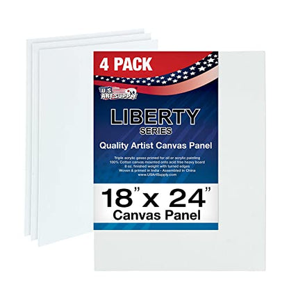 U.S. Art Supply 18 X 24 Inch Art Canvas Board Panels 4 Pack - 8 Ounce - size: 18" x 24"
