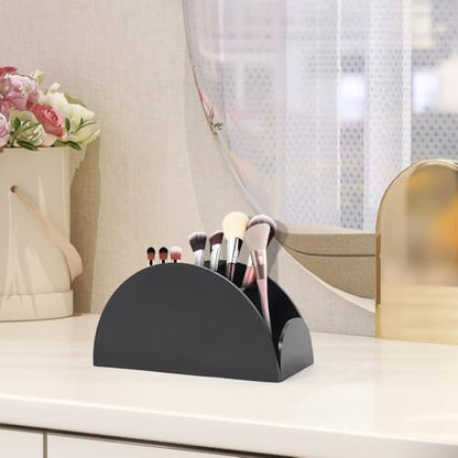 Kalakey Acrylic Remote Control Holder for Table, 4-Slot Multi-functional Remote Caddy Organizer for TV Remote, Phone, Pen, Glasses, Clear Desktop Storage Rack