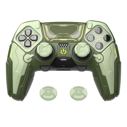 PlayVital for ps5 Edge Controller Silicone Cover Skin - Stellar Mecha Anti-slip Grip Protector for ps5 Edge Controller with Joystick Cap & Sticker, Shockproof Case - Army Green & Sage Green - color: Army Green & Sage Green