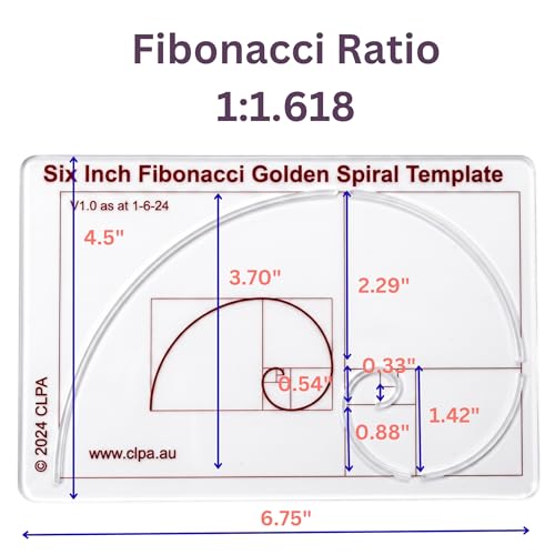 Fibonacci 6" 2-Piece Drawing Template Set, Golden Ratio Stencils - style: Set - 6" Square/Spiral
