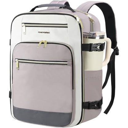EMPSIGN 40L Travel Backpack for Women & Men - color: Beige/Dusty Pink/Grey
