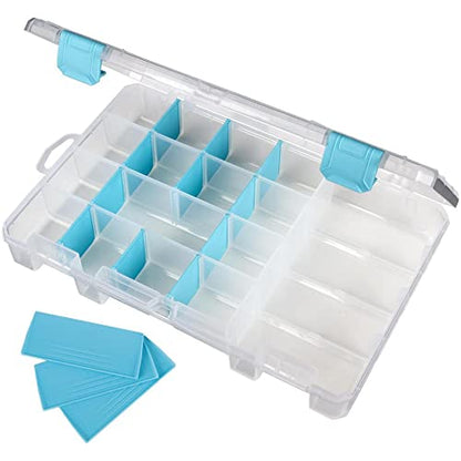 ArtBin Medium Anti-Tarnish Jewelry Box with 15 Dividers, Aqua Accents