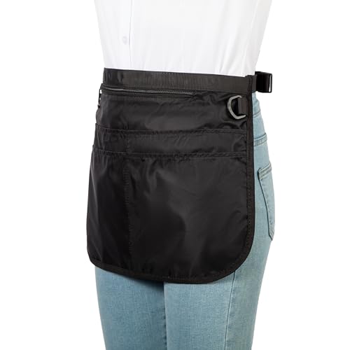 Waterproof Server Apron for Women with 5 Pockets,Quickly Put on and Take off Waitress Aprons,Work Apron for Bartender Barista - color: Black