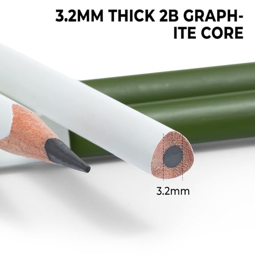 M&G 8 Pack 2B Triangular Wood-Cased Pencils, 3.2mm Thick Lead, Unsharpened with Extra Large Erasers, Balanced Ergonomic Grip for Student Exam Daily Writing, School Office Classroom Use - style: 2B
