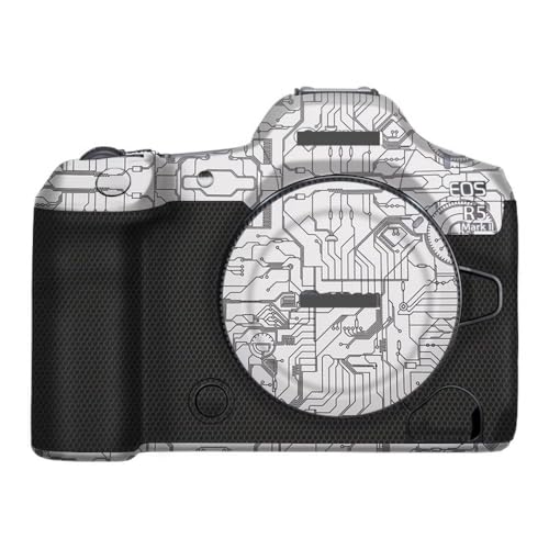 Camera Skin Wrap R5II Anti-Scratch Sticker Coat Vinly Protective Film Body Protector Decals Cover for Canon EOS R5 Mark II R5 II (Circuit White) - color: Circuit White