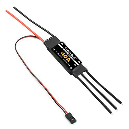 QWinOut 40A Brushless ESC 2-4S Speed Controller with 5V 3A BEC for Fixed Wing DIY RC Multi-axis Aircraft Drone Helicopter Quadcopter (1 Pcs,Long Cable) - color: Long Cable, size: 1 Pcs