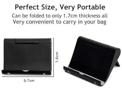 Cell Phone Stand for Desk Foldable Cell Phone Holder Desk Tablet Holder Mobile Phone Dock, Multi-Angle Universal Adjustable Tablet Dock (Black) - color: Black