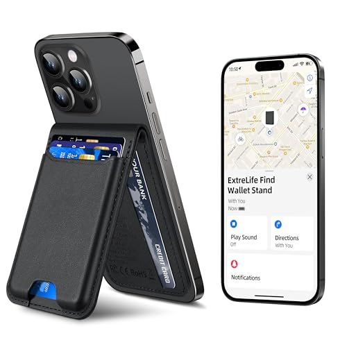 ExtreLife for Magsafe Wallet, Works with Apple Find My, 6 Cards Holder - color: Black