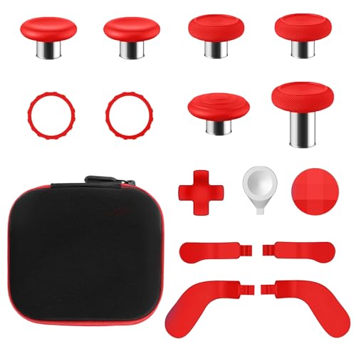 15 in 1 Accessories for Xbox Elite Wireless Controller Series 2,Metal Thumbsticks Replacement Set with 4 Paddles,2 D-pad and Repair Tools for Xbox Elite Series 2 Core Controller(Red) - color: Red