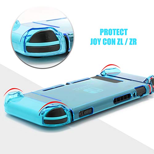 Dockable Case for Switch Console, Screen Protector & 6 Joystick Thumb Grips - color: Blue