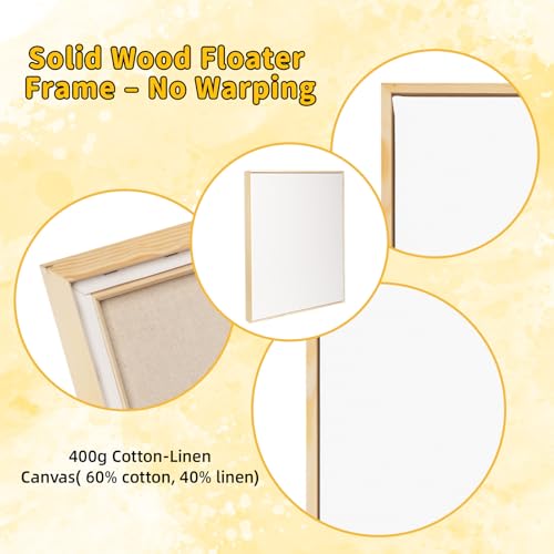 4 Pack 18 x 24 inch Floater Frame Canvas –Gallery Wrapped Canvas Set - color: Light Brown, size: 4pk-18x24 in