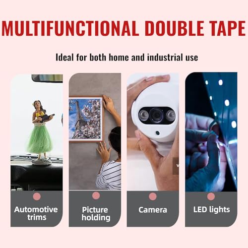 3M Double Sided Tape Heavy Duty 1in x 10ft, Adhesive Mounting Tape, Black