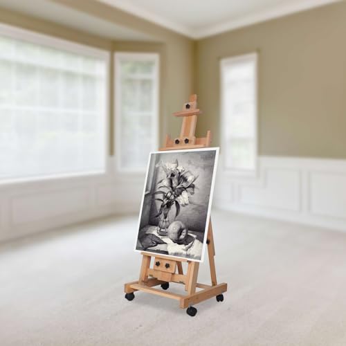 56 to 91" Adjustable Large Movable Artist Studio Easel Wooden Art Stand H-Frame
