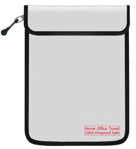 10.24"x13.78" Silver Lipo Safe Bag with Fireproof Zipper Fireproof Edge Wrapping Fireproof Wire,Home Office Travel Fireproof Safe Storage for Valuables Jewelry Passport Tablet Power Bank Lipo Battery