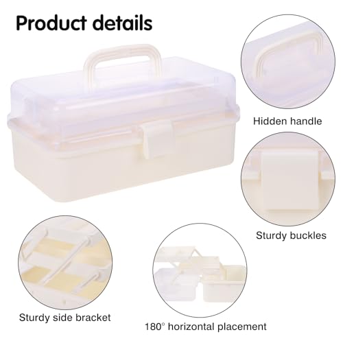 Tackle Box, 3-Layer Craft Sewing Medicine Art Hair Tool Organizer White - color: White