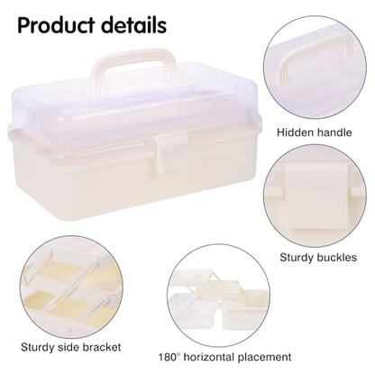 Tackle Box, 3-Layer Craft Sewing Medicine Art Hair Tool Organizer White - color: White
