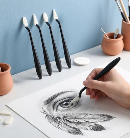 4 Pcs Paper Art Blending Blenders Stumps, for Drawing 2 Head Types