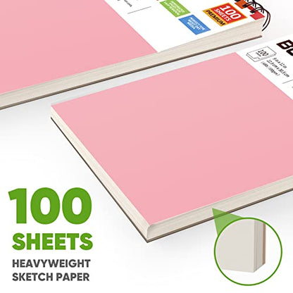 Soucolor 9x12 Sketch Book 2-Pack, 100 Sheets, Acid-Free Drawing Pads - color: Blue&Pink, size: 9" x 12" (Pack of 2)