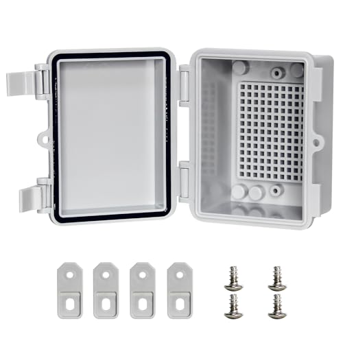 Waterproof Electrical Junction Box - Outdoor ABS IP66 Weatherproof Enclosure for Charging/Battery/Solar/CCTV/Use/Timer Gray Cover 4.6"x3.4"x2.8" - color: Grey Cover, size: 4.6"x3.4"x2.8"