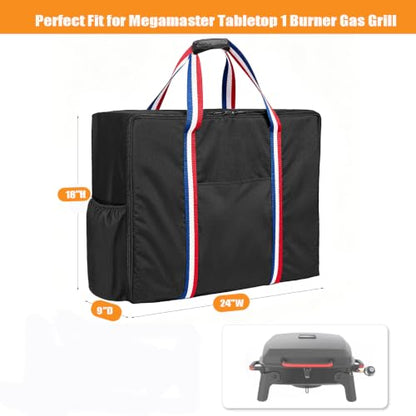Grill Carry Bag for Megamaster Tabletop 1 Burner Gas Grill - size: 24"L x 9"D x 18"H