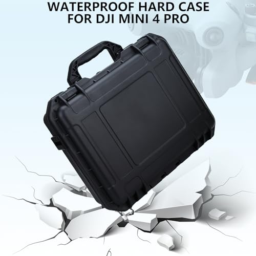 Hard Case for DJI Mini 4 Pro, Waterproof Carrying Case with Strap Fits For All DJI Mini 4 Pro Fly More Combo Drone Accessories (Compatible with RC2/RC/N1/N2 Controller)