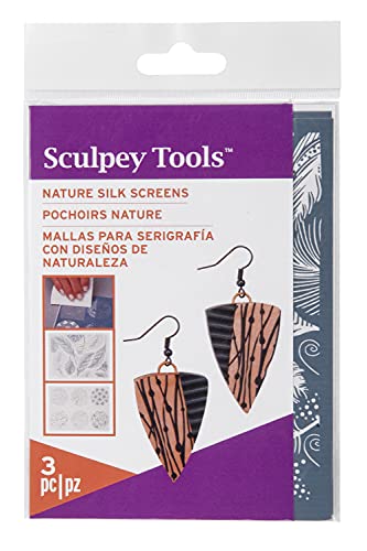 Sculpey Tools Silk Screen Nature, Reusable 3 Piece Set, Great for All Types of DIY Crafts, Polymer Clay, Jewelry Making and Mixed Media, Great for All Skill Levels