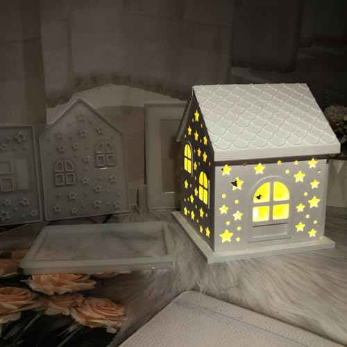 Christmas House Desktop Decoration Epoxy Resin Silicone MoldS0449+S0117-1-4