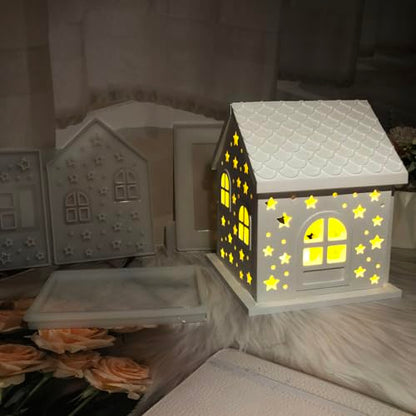 Christmas House Desktop Decoration Epoxy Resin Silicone MoldS0449+S0117-1-4