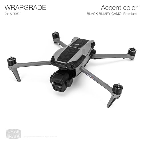 WRAPGRADE Skin Decal Sticker Accent Color Compatible with DJI Air 3S (Black Bumpy Camo) - color: Black Bumpy Camo