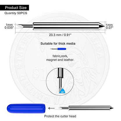 Hadwoer 50PCS Replacement Cutting Blades, Blue-Deep Point Blade - color: Blue-50pcs 60 Degree Deep Cut Blades