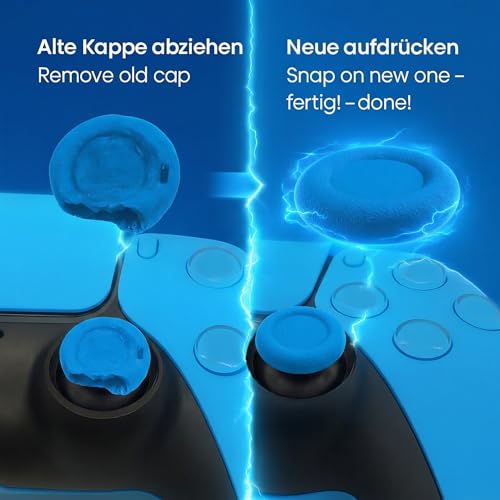 MatoSan Thumbstick Silicone Replacement Caps - Compatible with PS5 Controller & PS4 Controller - Non-Slip Grip for More Precise Control - Protective Caps for Analog Sticks (4 Silicone Blue) - color: 4 silicone blue