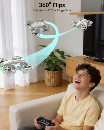 SIMREX Mini Drone for Kids with 360° Flip & LED Lights — RC Quadcopter, Altitude Hold, One Key Takeoff/Landing, 3 Speed Modes, Headless Mode, Toy Gift for Beginners Ages 6+(Gray) - color: Gray