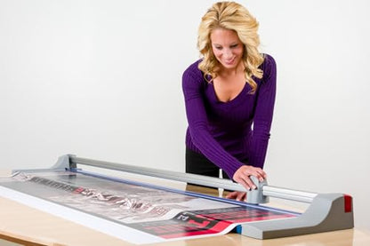 Dahle 472 Premium Rolling Trimmer, 72" Cut Length, 12 Sheet Capacity, Self-Sharpening, Automatic Clamp, German Engineered Paper Cutter - size: 72" Cut Length