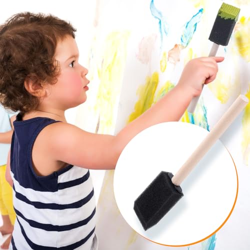 HINZIC 5 Pcs Foam Paint Brushes, 5 Sizes (4", 3", 2", 1.6'', 1"), Black - color: Black, 5pcs, 4", 3", 2", 1.6'', 1"