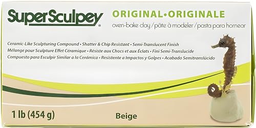 Super Sculpey Beige Polymer Clay - 1 lb Soft Oven Bake Sculpting Clay