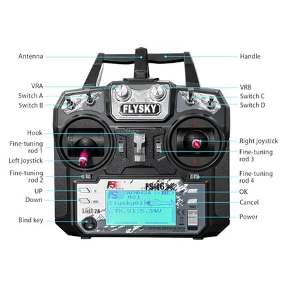 Flysky 10CH RC Transmitter Combo, 2.4G Radio Mode 2 (FS-I6X + iA10B) - size: i6X+iA10B