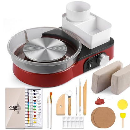 Catcrafter Pottery Wheel for Kids Teens Adults Beginners - Red Pottery Kit - color: Red