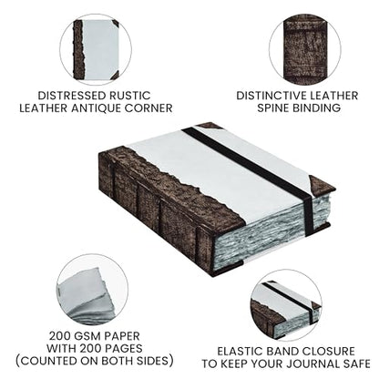 LEATHER VILLAGE Leatherbound Notebook Journal, Slate Grey 8x6. - color: Grey, size: 8 inches X 6 inches
