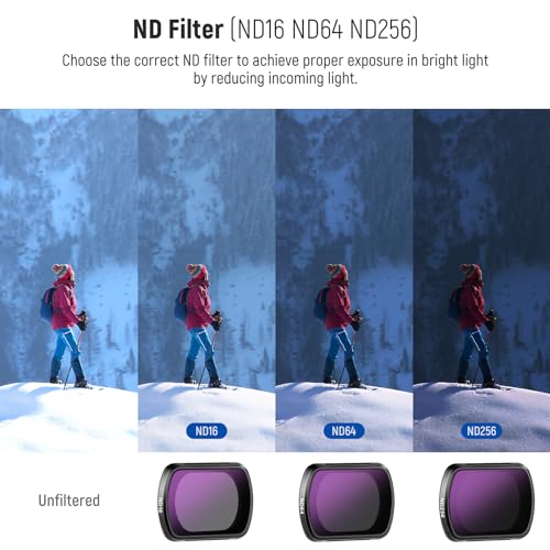 NEEWER Filter Set Compatible with DJI Osmo Pocket 3 / Pocket 4 / Xtra Muse, Magnetic ND (ND16 + ND64 + ND256) & Black Diffusion 1/4 Filter for Mist Cinematic Effect - style: 4 Pack ND+Black Diffusion 1/4