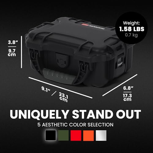 NANUK 903 Empty Hard Case – IP67 Waterproof Protective Hard-Shell Case, Impact Resistant, Dustproof Storage & Travelling Box, 9.1” x 6.8” x 3.8”, Made in Canada – Black - color: Black, size: Empty