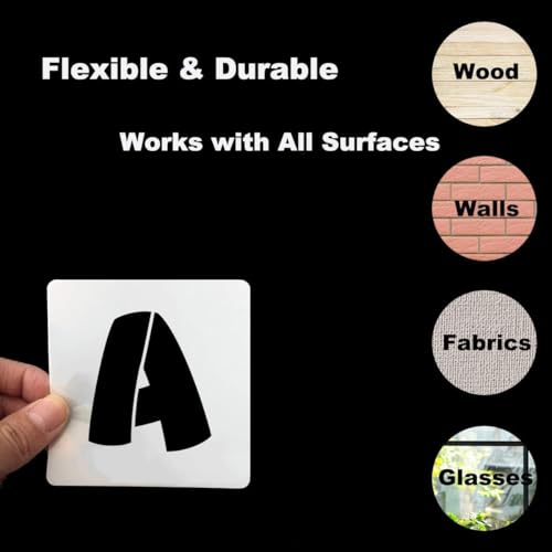 1 Inch Letter Stencils for Painting - 42 Pack Alphabet Letter and Number Stencil Templates with Signs for Painting, Reusable Letters and Numbers Stencils for Chalkboard Wood Signs & Wall Art - size: 1 Inch