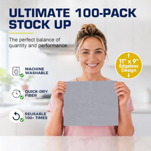 GLIMGLINT Microfiber Cleaning Cloth 100 Pack, Reusable Paper Towels 11 x 9 - color: Grey
