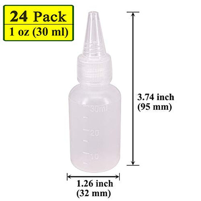 24 Pack 1-Ounce Plastic Squeeze Bottles with Measurement - size: 1oz 24pack