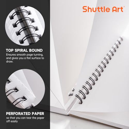 Shuttle Art Marker Pad, 70 Sheets, Spiral-Bound, 12”x9”, 110LB/180GSM Paper - size: 12x9 inch