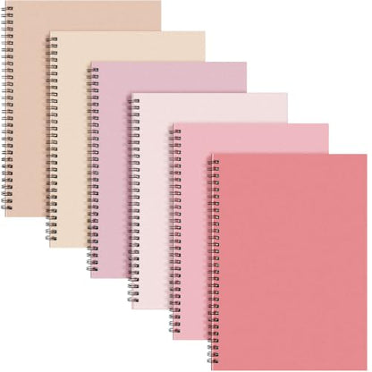 Fuutreo 6 Pack Spiral Notebook 10.5x7.45 Notebook,Soft Color,Pastel - color: Soft Color