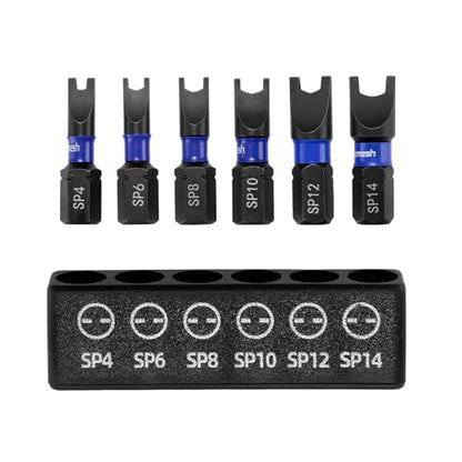 Magnetic Spanner Bit Set, 1" 6-Piece Security Bits SP4 SP6 SP8 SP10 SP12 SP14,S2 Steel Security Bit Set,Magnetic Spanner Screwdriver Bits for Impact Drivers,Electronics & Maintenance - size: 1in 6PC
