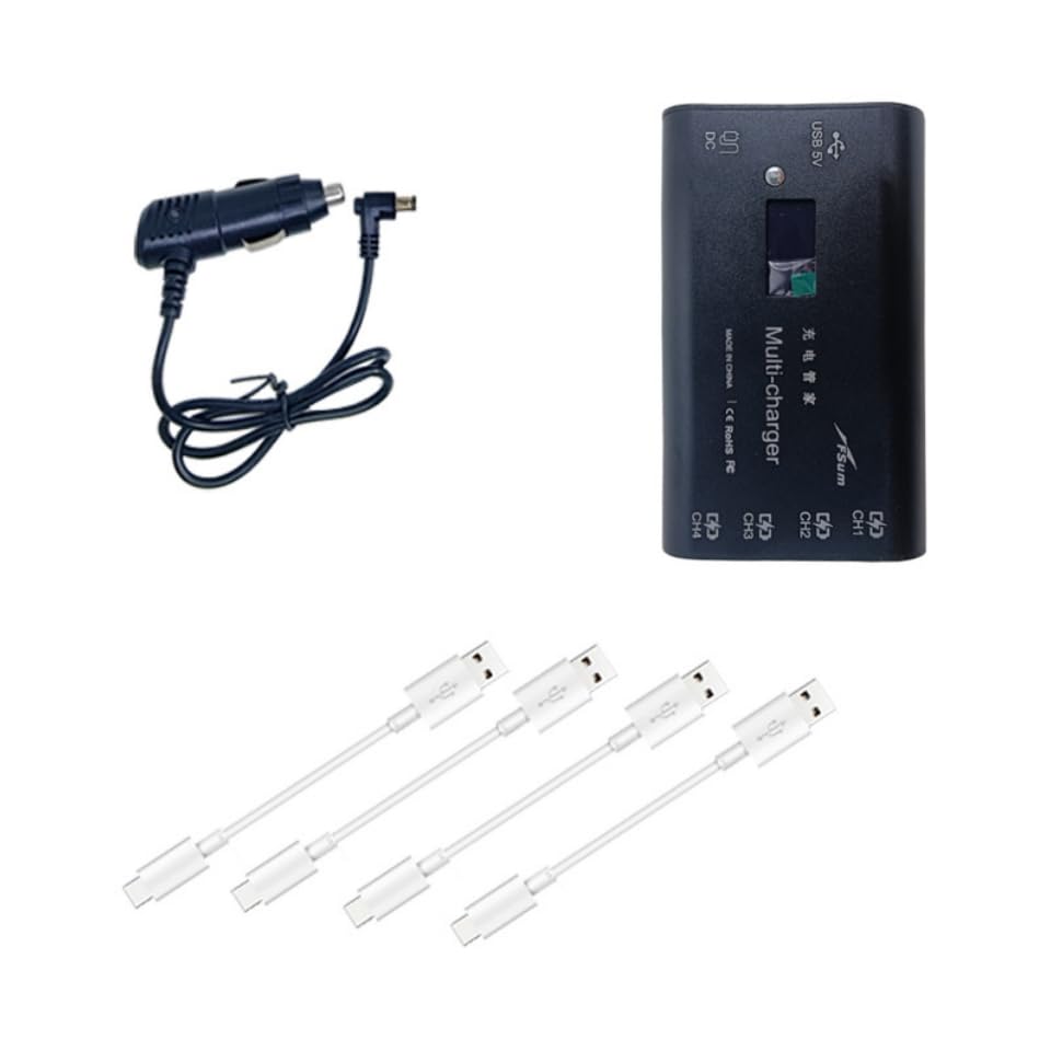 Multi Battery Charger Hub Compatible with Potensic Atom SE, 4-in-1 Fast Charging Hub with Car Charger or Adator, Compatible with Atom SE Drone and Remote Controller (Come with Car Charger) - color: Come with Car Charger