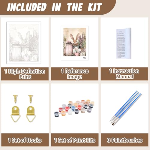 XTCIXAL Paint by Numbers Kit for Adults, Rabbit, 16X20 Inch - color: 16-Rabbit