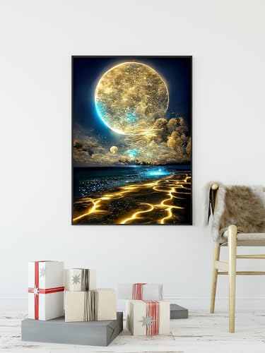 Moon Diamond Painting Kits for Adults, Beach Diamond Art Kits for Adults - color: Moon