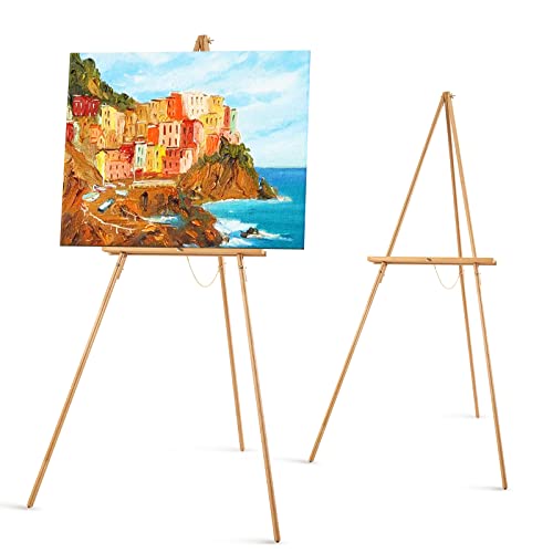 Falling in Art 65" A-Frame Wooden Tripod Easel Stand, (Natural) 2 Pack - color: Natural-2 Pack